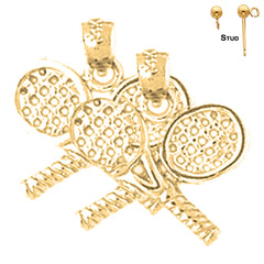 Sterling Silver 17mm Tennis Racquets Earrings (White or Yellow Gold Plated)