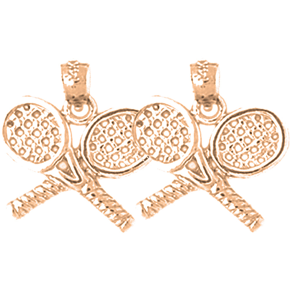 14K or 18K Gold 17mm Tennis Racquets Earrings