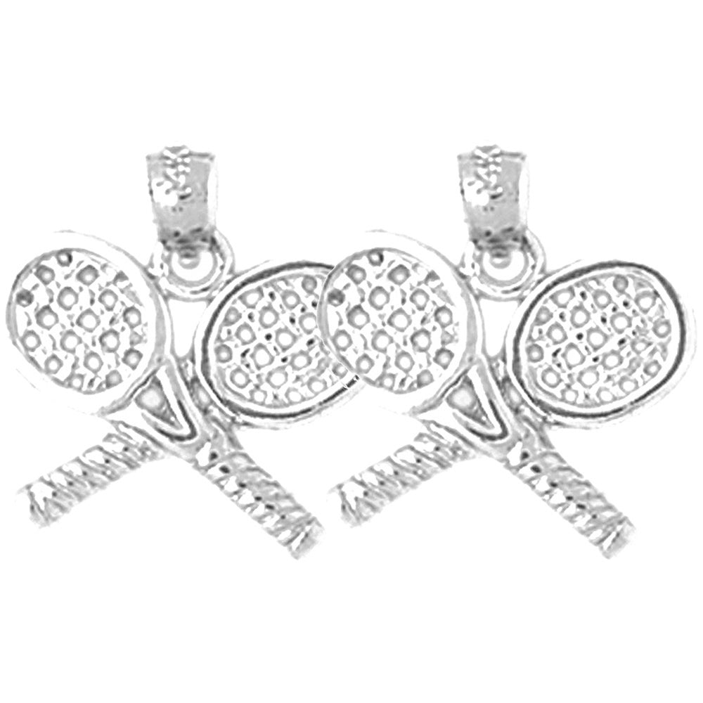 Sterling Silver 17mm Tennis Racquets Earrings