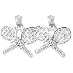 Sterling Silver 17mm Tennis Racquets Earrings