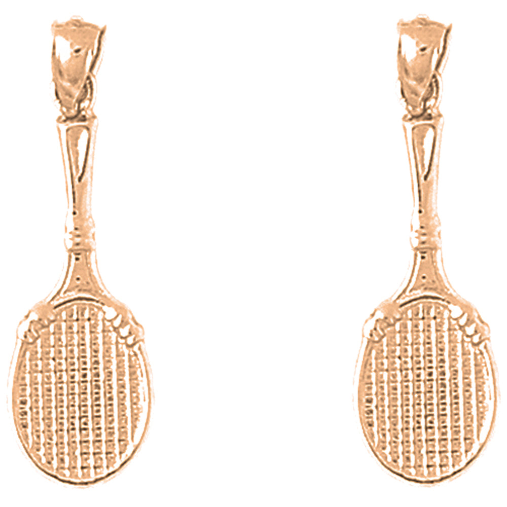 14K or 18K Gold 31mm Tennis Racquets Earrings