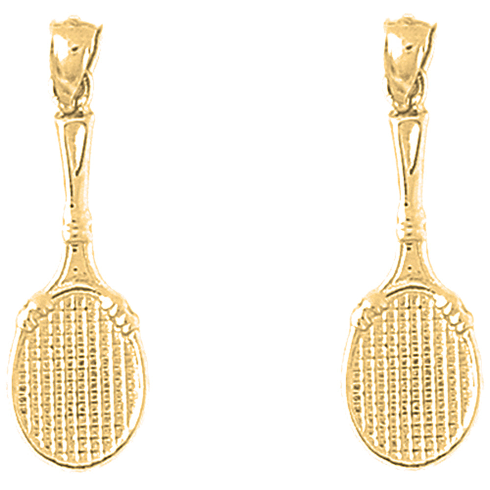 14K or 18K Gold 31mm Tennis Racquets Earrings