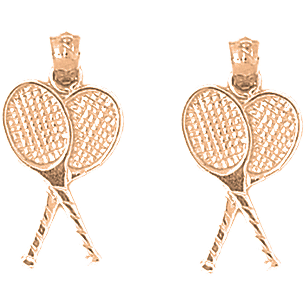 14K or 18K Gold 23mm Tennis Racquets Earrings