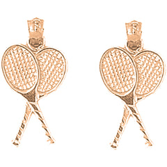 14K or 18K Gold 23mm Tennis Racquets Earrings