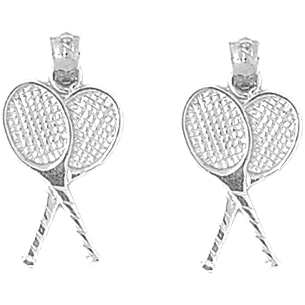 14K or 18K Gold 23mm Tennis Racquets Earrings