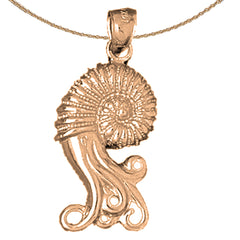 Colgante de concha de Nautilus de oro de 10K, 14K o 18K