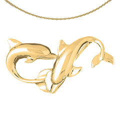 10K, 14K or 18K Gold Dolphins Pendant