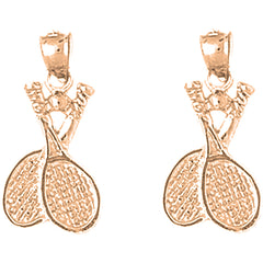 14K or 18K Gold 24mm Tennis Racquets Earrings