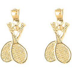 Yellow Gold-plated Silver 24mm Tennis Racquets Earrings