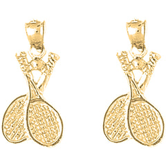 14K or 18K Gold 24mm Tennis Racquets Earrings