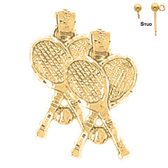 Sterling Silver 21mm Tennis Racquets Earrings (White or Yellow Gold Plated)