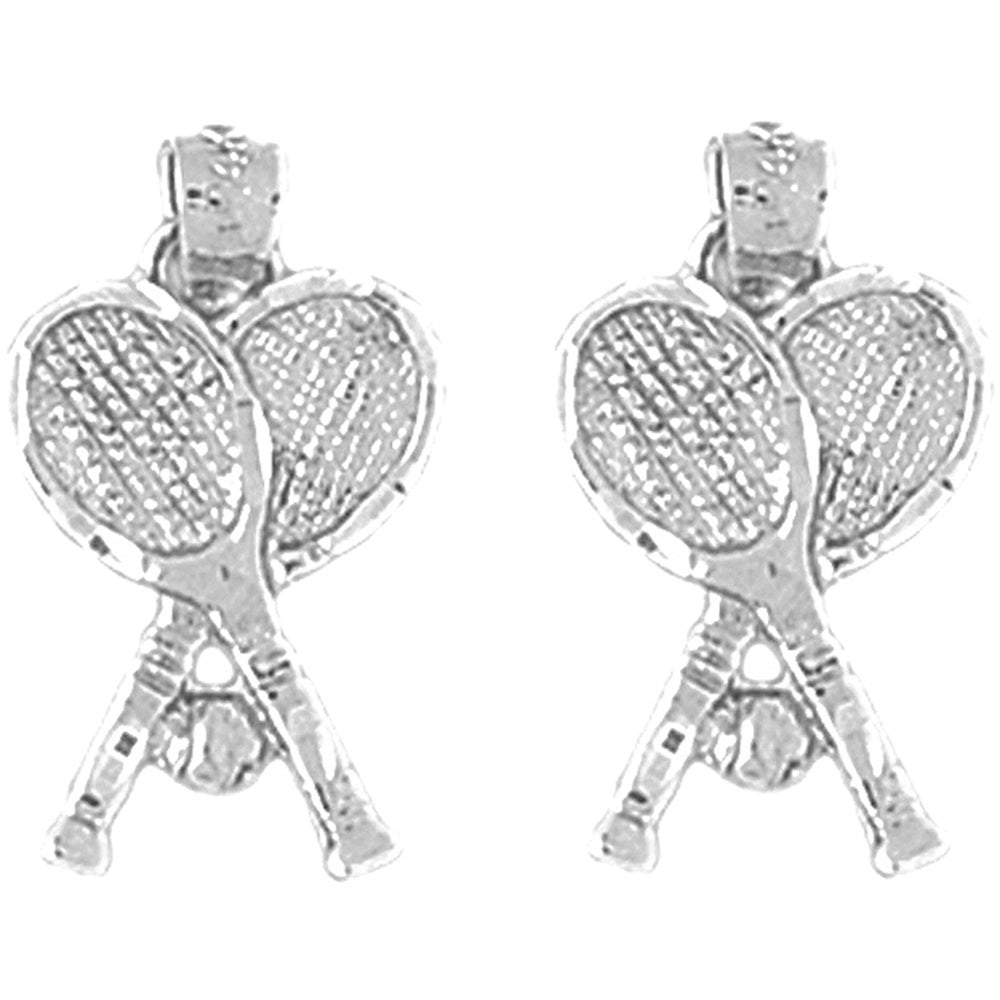 Sterling Silver 21mm Tennis Racquets Earrings