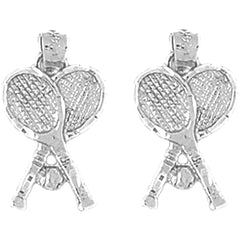 Sterling Silver 21mm Tennis Racquets Earrings