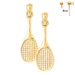 Sterling Silver 26mm Tennis Racquets Earrings (White or Yellow Gold Plated)