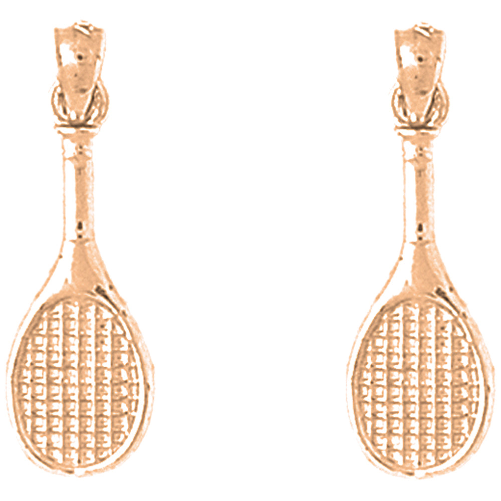 14K or 18K Gold 26mm Tennis Racquets Earrings