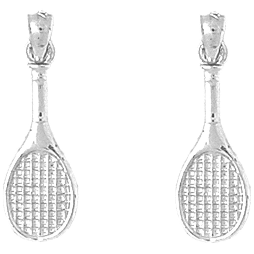 Sterling Silver 26mm Tennis Racquets Earrings