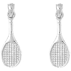 Sterling Silver 26mm Tennis Racquets Earrings