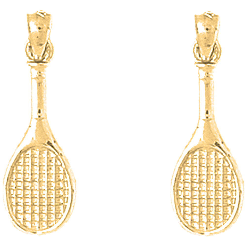 Yellow Gold-plated Silver 26mm Tennis Racquets Earrings