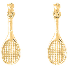 Yellow Gold-plated Silver 26mm Tennis Racquets Earrings