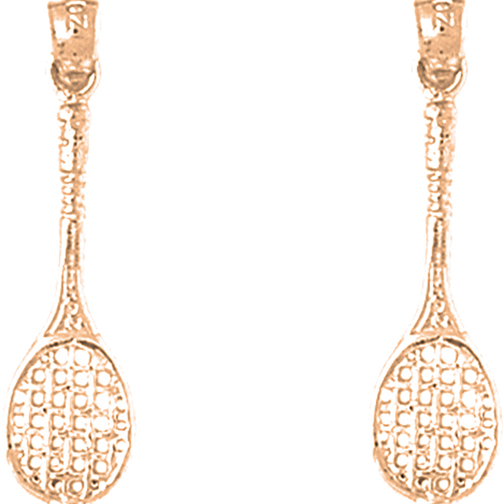 14K or 18K Gold 30mm Tennis Racquets Earrings