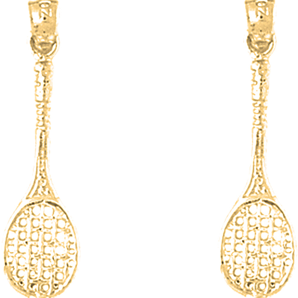 Yellow Gold-plated Silver 30mm Tennis Racquets Earrings
