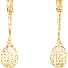 14K or 18K Gold 30mm Tennis Racquets Earrings