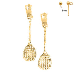 Sterling Silver 27mm Tennis Racquets Earrings (White or Yellow Gold Plated)