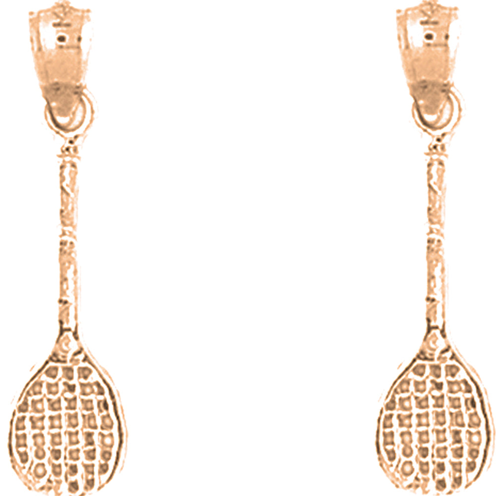 14K or 18K Gold 27mm Tennis Racquets Earrings