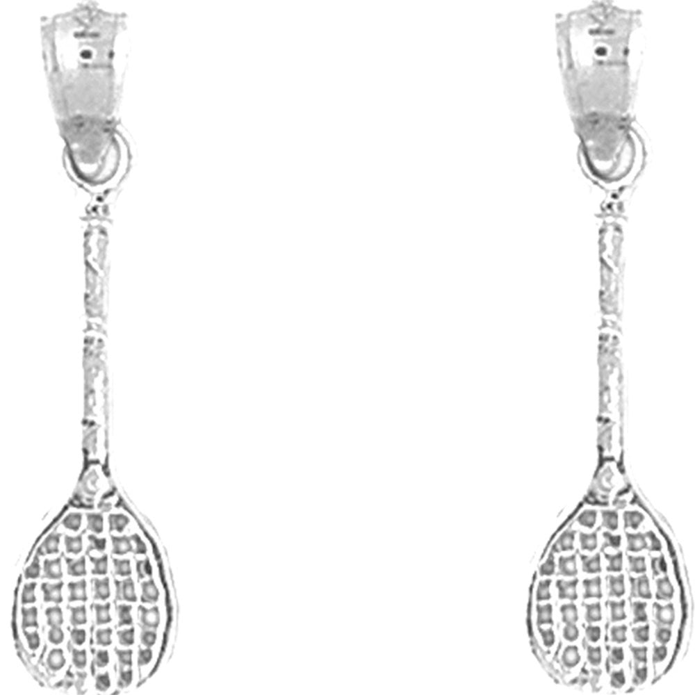 Sterling Silver 27mm Tennis Racquets Earrings