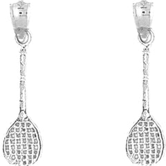 Sterling Silver 27mm Tennis Racquets Earrings