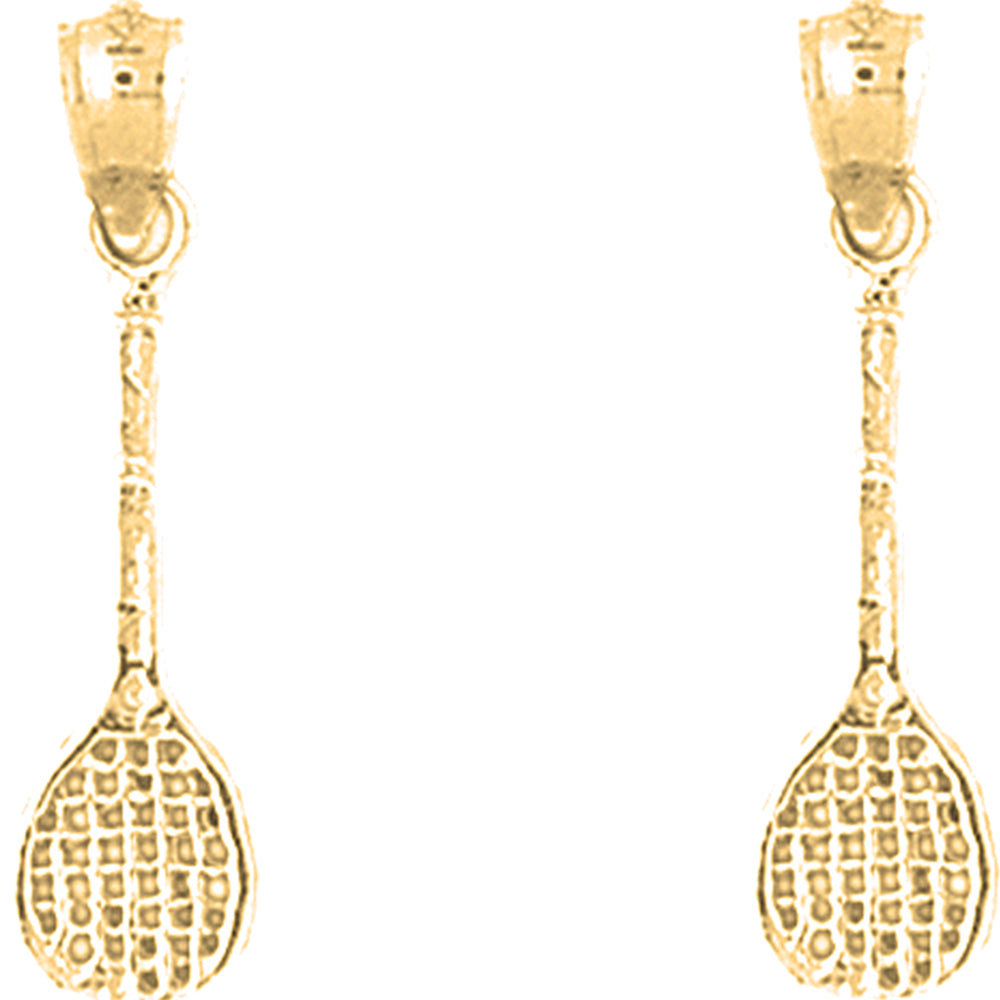 Yellow Gold-plated Silver 27mm Tennis Racquets Earrings