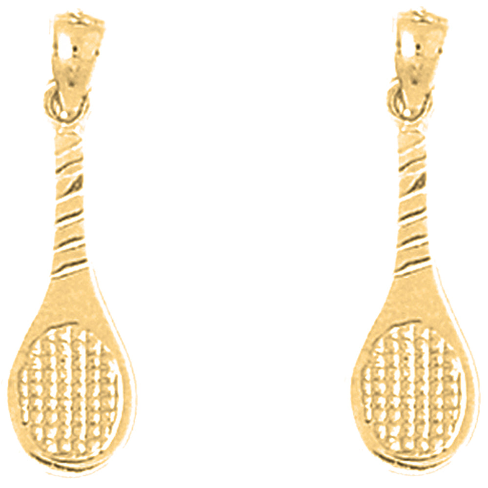 Yellow Gold-plated Silver 24mm Tennis Racquets Earrings