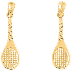 Yellow Gold-plated Silver 24mm Tennis Racquets Earrings