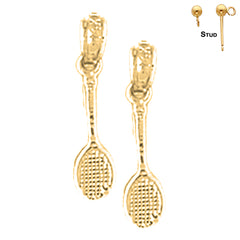 Sterling Silver 18mm Tennis Racquets Earrings (White or Yellow Gold Plated)