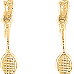 Yellow Gold-plated Silver 18mm Tennis Racquets Earrings