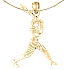 14K or 18K Gold Baseball Player Pendant