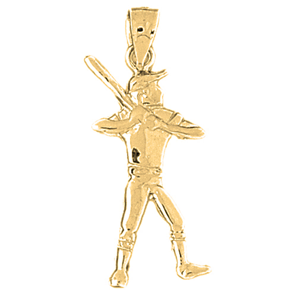 14K or 18K Gold Baseball Player Pendant