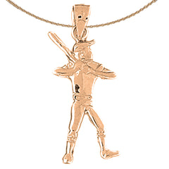 14K or 18K Gold Baseball Player Pendant