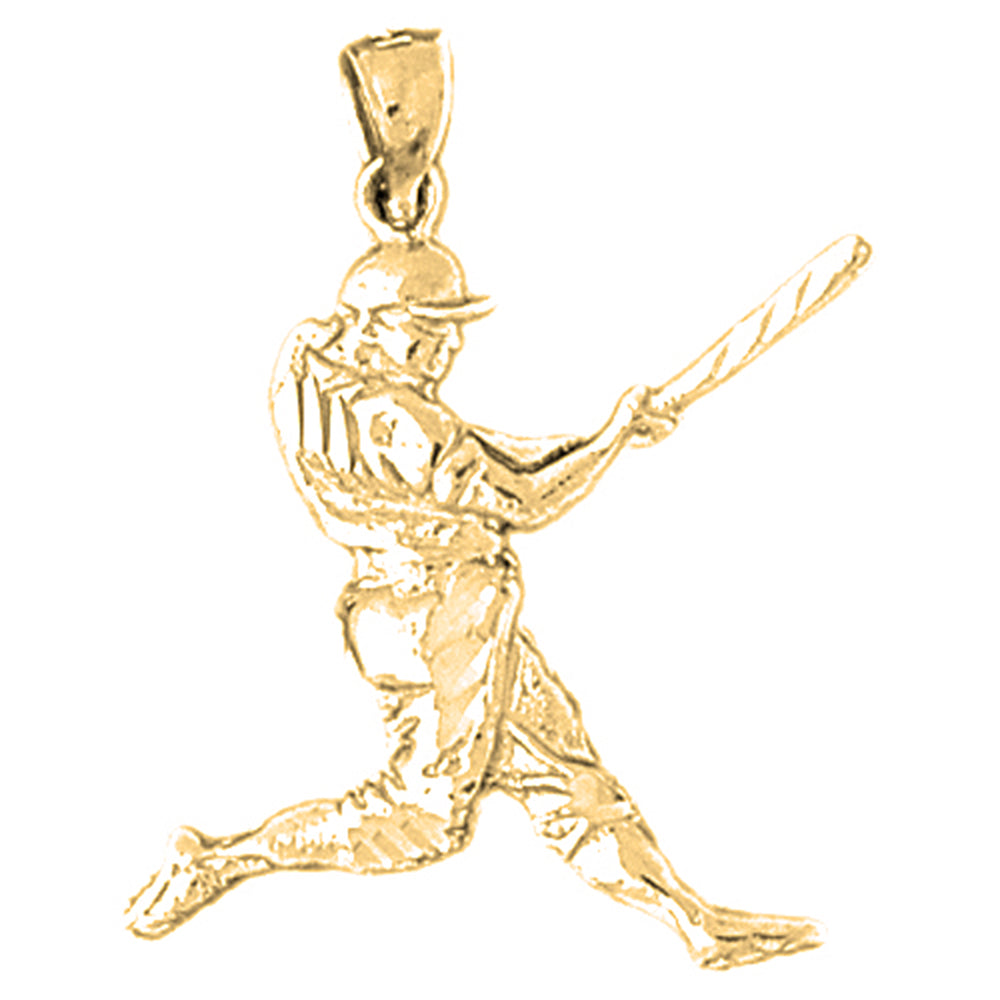 14K or 18K Gold Baseball Player Pendant