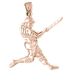 14K or 18K Gold Baseball Player Pendant