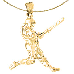 14K or 18K Gold Baseball Player Pendant