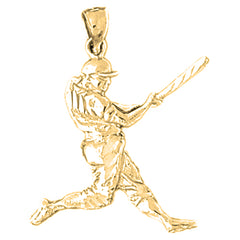 14K or 18K Gold Baseball Player Pendant