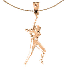 14K or 18K Gold Baseball Player Pendant