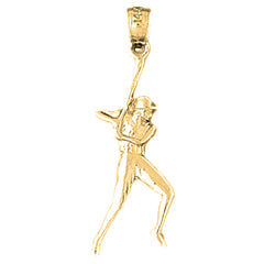 14K or 18K Gold Baseball Player Pendant