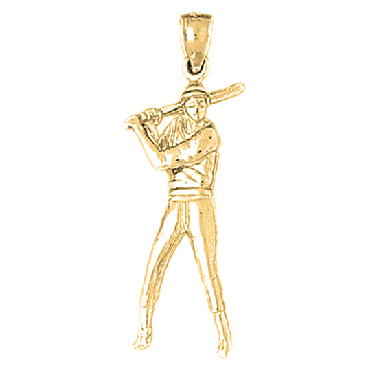 14K or 18K Gold Baseball Player Pendant