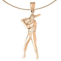 14K or 18K Gold Baseball Player Pendant