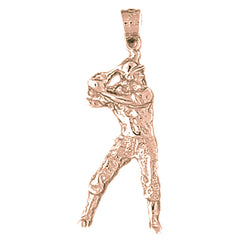 14K or 18K Gold Baseball Player Pendant