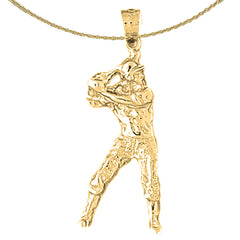 14K or 18K Gold Baseball Player Pendant