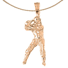 14K or 18K Gold Baseball Player Pendant