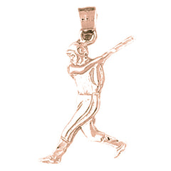 14K or 18K Gold Baseball Player Pendant